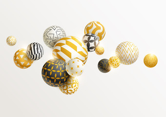 Golden decorative balls. Abstract vector illustration.