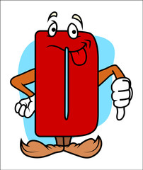 Funny Cartoon Alphabet D Showing Thumb Down