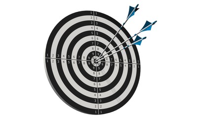 
Target with arrows - Target with three bow arrows in the middle of the target isolated on white