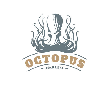 Octopus logo - vector illustration. Emblem design on white background