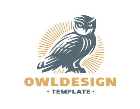 Owl logo - vector illustration. Emblem design on white background