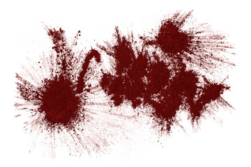 dry powder paint,  toner for printer  scattered on a white background