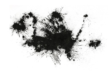 dry powder paint,  black toner for printer  scattered on a white background