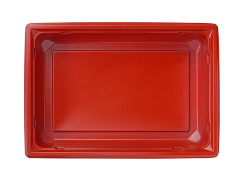 Plastic Food Box, Top View (with Clipping Path) Isolated On White Background