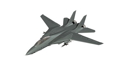 armed military fighter jet in flight isolated on white background