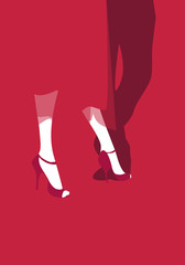 Tango dancers shoes and legs. Vector Illustration - obrazy, fototapety, plakaty