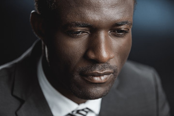 pensive african american businessman
