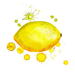 lemon with paint blots