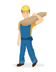 Builder with planks.