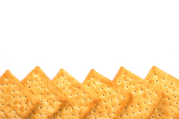 Close up the healthy  whole wheat cracker on white background