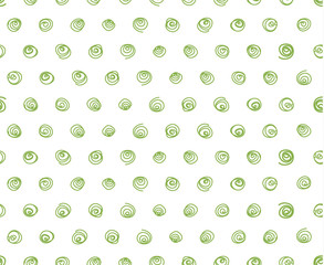 Greenery doodle swirls on white background, seamless pattern 