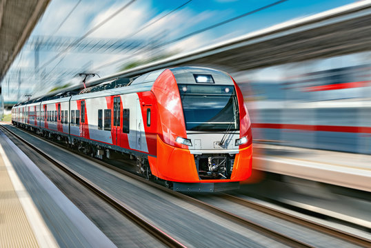 Fototapeta Modern high-speed train