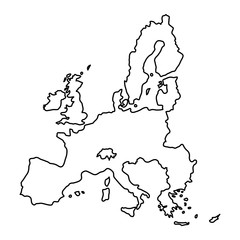 European Union map of black contour curves of vector illustration
