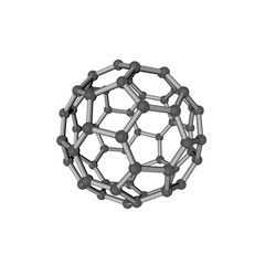 Obraz premium Fullerene model molecule. Isolated on white background. 3D rendering illustration.Cartoon style.