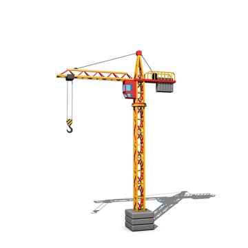 Tower crane. Isolated on white background. 3D rendering illustration.