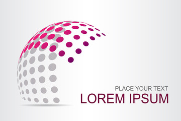 Logo stylized spherical surface with abstract shapes