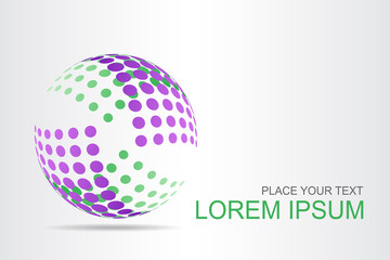 Logo stylized spherical surface with abstract shapes