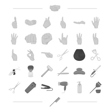 salon, haircut, signs and other web icon in black style. ironing, ployka, hairdresser, icons in set collection.
