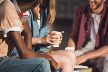 young students drinking coffee