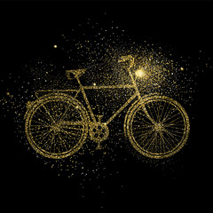 Bike gold glitter art concept symbol illustration