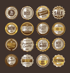 Sale retro vintage golden badges and labels