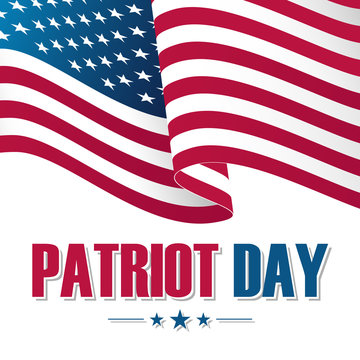 Patriot Day background with waving United States national flag. Vector illustration.