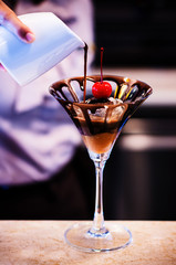 Dark Chocolate Ice cream with cherry on top