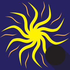 Vector illustration of a partial solar eclipse. The sun is about to be closed by the moon, which casts a shadow. The symbol can be used for printing or as an illustrative picture