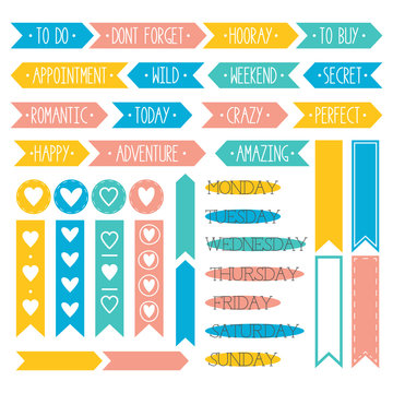 Scrapbook And Planner Elements In White Background 