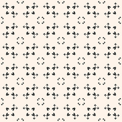 Ornamental texture, vector monochrome seamless pattern. Abstract delicate background with small geometric figures, weaving, tracery. Light design element for prints, decor, fabric, cloth, wrapping