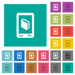 Mobile dictionary square flat multi colored icons