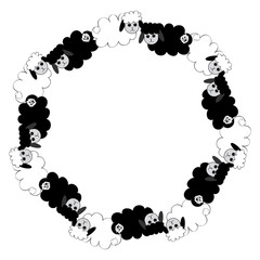 Flock of sheep isolated on white backgroundFlock of sheep isolated on white background