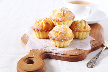 Lemon muffins and cup of tea