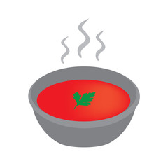 tomato soup with parsley leaf- vector illustration