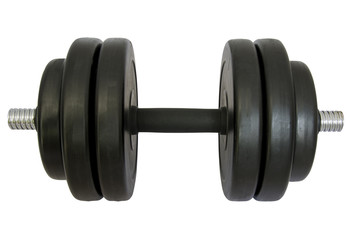 dumbbell over white background.