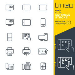 Lineo Editable Stroke - Media and Technology line icons
Vector Icons - Adjust stroke weight - Expand to any size - Change to any colour