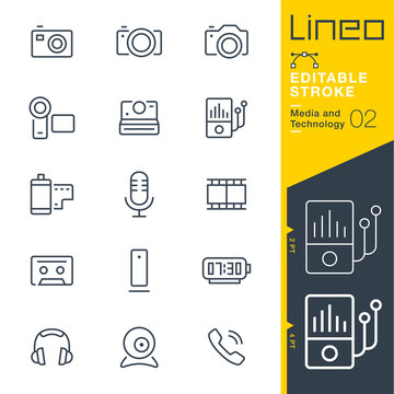 Lineo Editable Stroke - Media and Technology line icons
Vector Icons - Adjust stroke weight - Expand to any size - Change to any colour