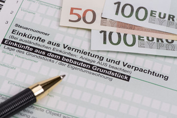 Steuererklärung für Finanzamt mit Einkünfte aus Vermietung und Verpachtung