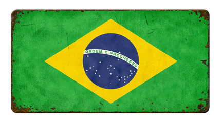 Altes verrostetes Blechschild - Flagge Brasilien