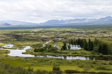 View on national park of Iceland - Thingvellir. Summer landscape.