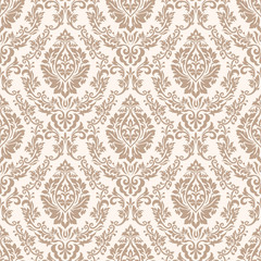 Vector damask seamless pattern background. Classical luxury old fashioned damask ornament, royal victorian seamless texture for wallpapers, textile, wrapping. Exquisite floral baroque template.