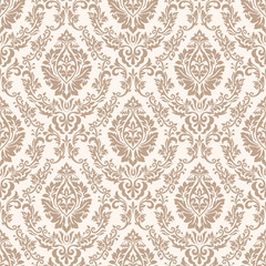 Vector damask seamless pattern background. Classical luxury old fashioned damask ornament, royal victorian seamless texture for wallpapers, textile, wrapping. Exquisite floral baroque template.