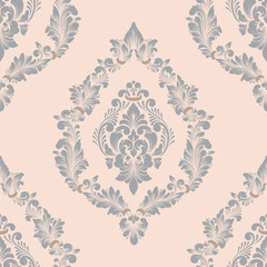 Vector damask seamless pattern element. Classical luxury old fashioned damask ornament, royal victorian seamless texture for wallpapers, textile, wrapping. Exquisite floral baroque template.