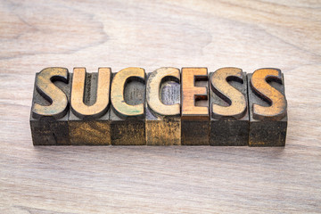 success word abstract in woodtype