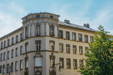 beautiful hdr picture of old corner house with luxury facade