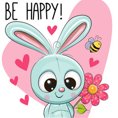 Naklejka premium Be Happy Greeting card with Rabbit