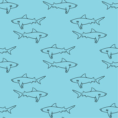 Seamless pattern with sharks