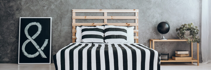 Striped black and white bedding