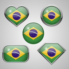 Brazil flag icons. vector illustration