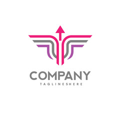 Obraz premium abstract line arrow Logo Icon Winged Design Symbol vector image